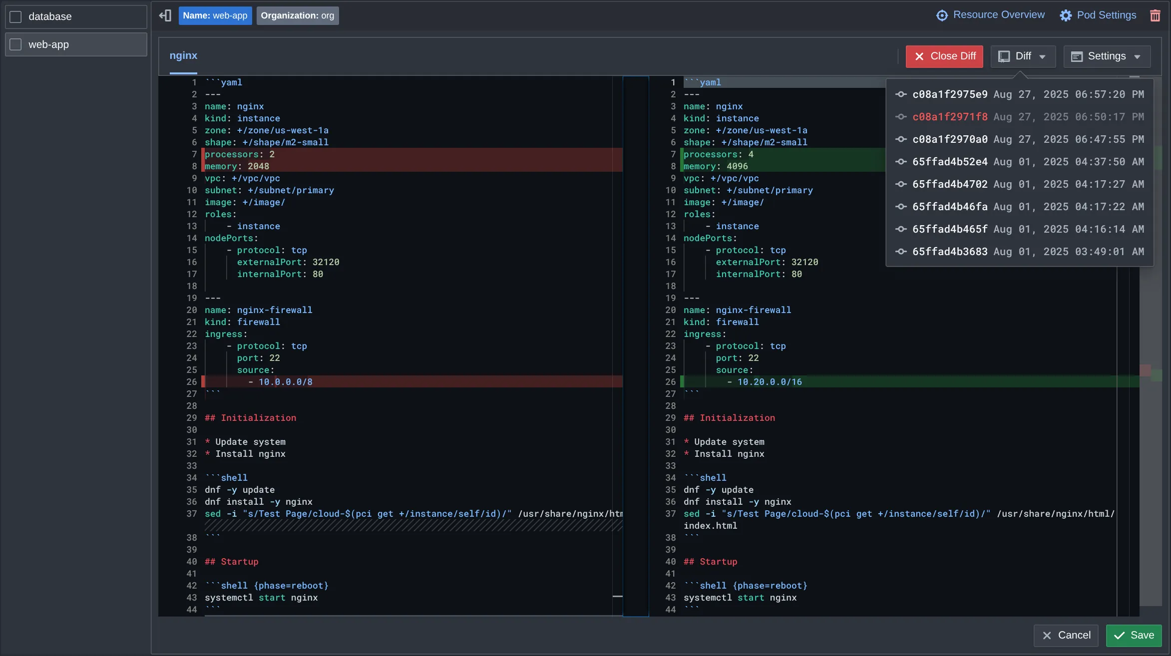 Template Diff Editor